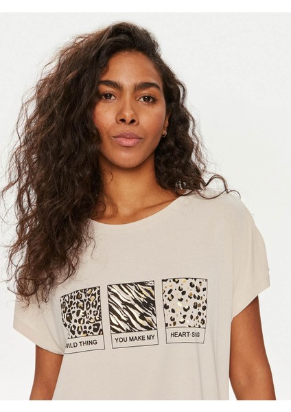 Kadın T-Shirt Bej 15293567 Onlfree Lıfe S/s Modal