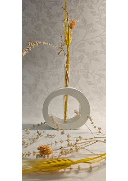 Beton Kuru Çiçeklik Vazo,dekoratif Vazo(Yuvarlak Model)(Cam Tüp Dahil) fiyatları