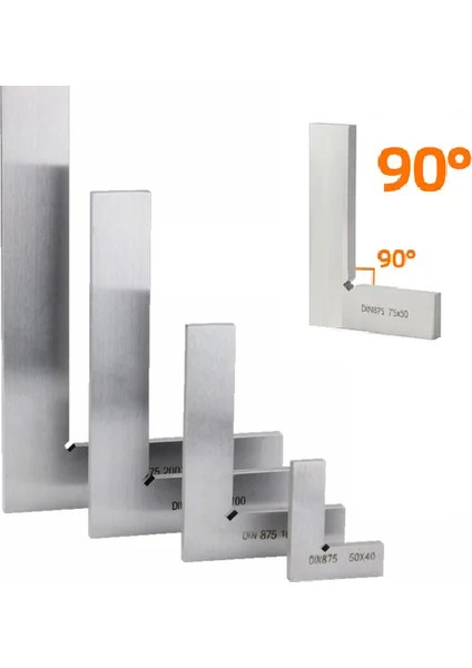 Endüstriyel Düz Tip Gönye 75X50 mm
