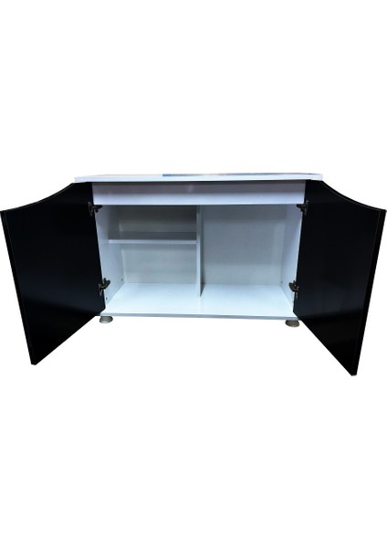 100 cm Mdf KP1004025SY Flex Siyah Kapaklı Akvaryum Sehpası 100X40X69 cm