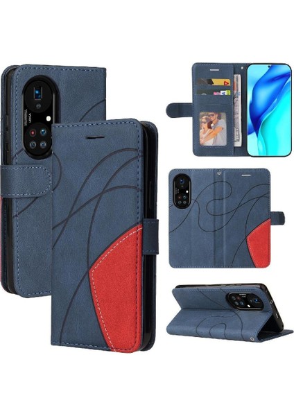 Huawei P50 Pro Pu Deri Flip Folio Kılıf Kickstand Koruyucu (Yurt Dışından)