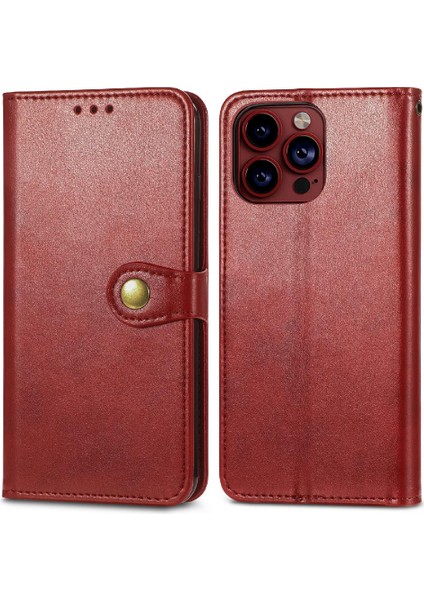 IPhone 15 Için Kılıf Pro Max Moda Tasarım Deri Kılıf Cüzdan Fonksiyonu (Yurt Dışından)