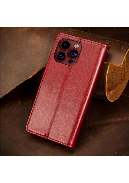 IPhone 15 Için Kılıf Pro Max Moda Tasarım Deri Kılıf Cüzdan Fonksiyonu (Yurt Dışından)