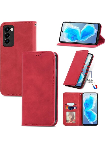 Tecno Camon 18 Deri Kılıf Fermuar Cüzdan Kordon Basit (Yurt Dışından)