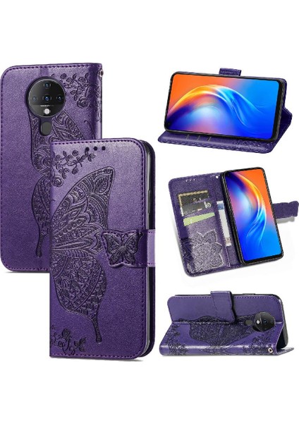 Tecno Spark 6 Kanat Çok Renkli Iş Kelebek Cüzdan Için Kılıf (Yurt Dışından)