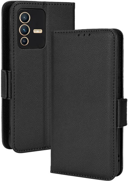 Vivo V23 5g Için Kılıf Manyetik Pu Deri Cüzdan Kart Yuvaları Tutucu Yan (Yurt Dışından)