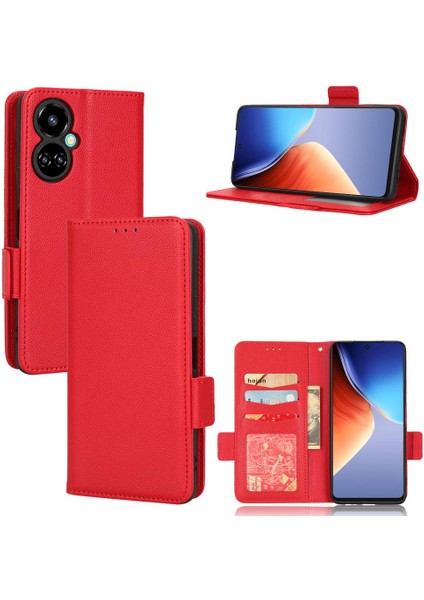 Tecno Camon 19 Cüzdan Kart Yuvaları Için Kılıf Tutucu Pu Deri Yan Toka (Yurt Dışından)
