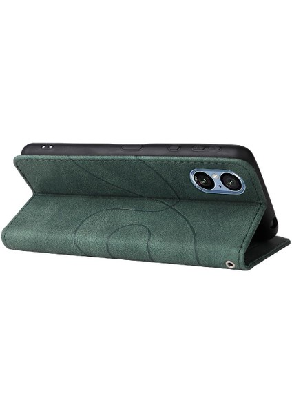 Kart Yuvası Standı Iki Renkli Dikiş Pu Flip ile Sony Xpevia 5V Için Kılıf (Yurt Dışından)