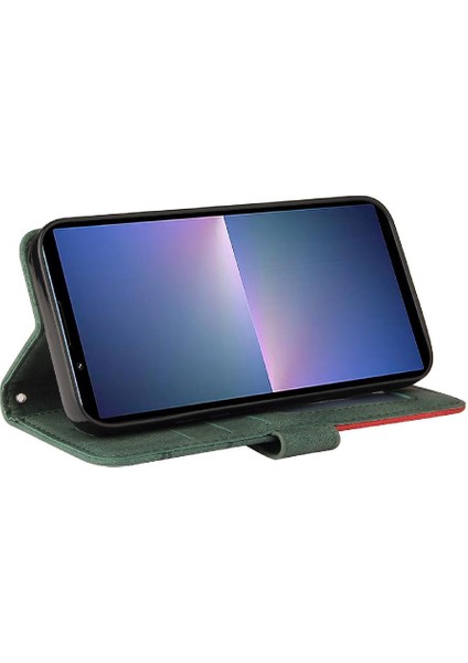 Kart Yuvası Standı Iki Renkli Dikiş Pu Flip ile Sony Xpevia 5V Için Kılıf (Yurt Dışından)