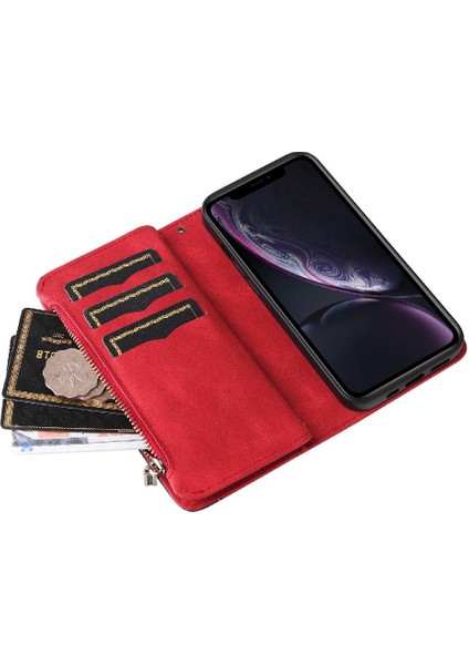 IPhone Xr Iki Renkli Dikiş Fermuar Cüzdan Tarzı Kickstand ile Kılıf (Yurt Dışından) fırsatları