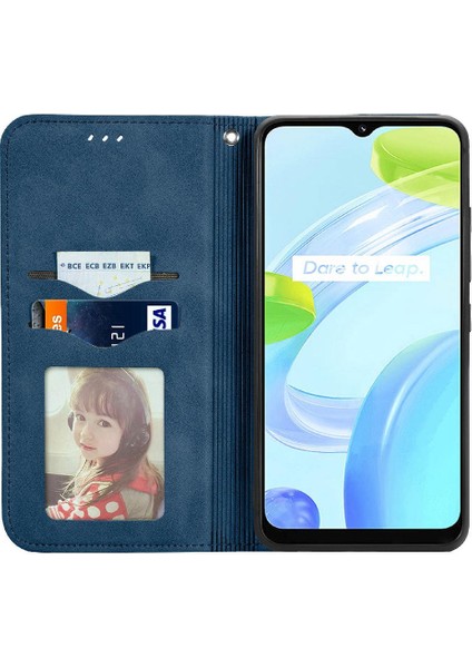 Realme C30 Fermuar Kordon Basit Iş Cüzdan Deri Kılıf (Yurt Dışından)