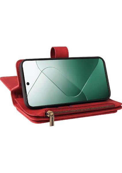 Xiaomi 14 Pu Deri Manyetik Kapatma Onbeş Kart Yuvaları ile (Yurt Dışından)