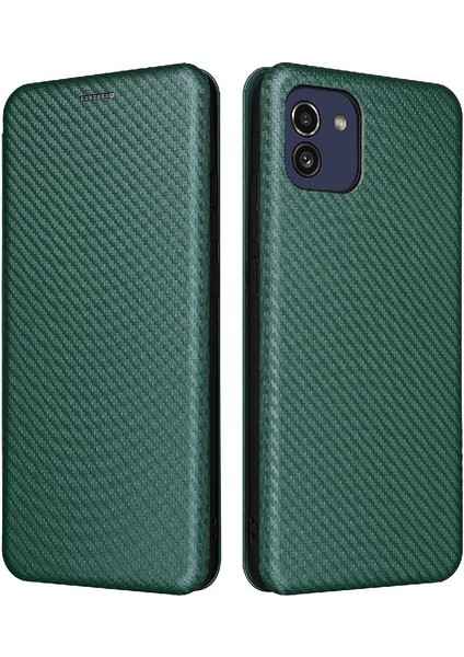 Samsung Galaxy A03 Deri Folio Flip Case Manyetik Karbon Fiber (Yurt Dışından) fiyatları