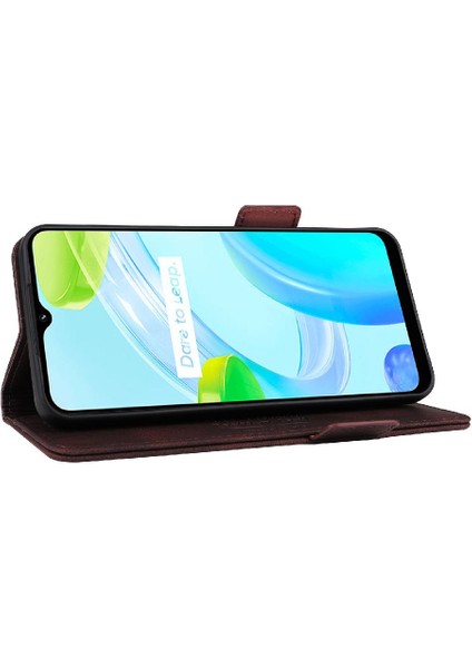 Oppo Realme C30 Kart Ekleme Deri Için Kılıf Folio Flip Case Tam (Yurt Dışından)