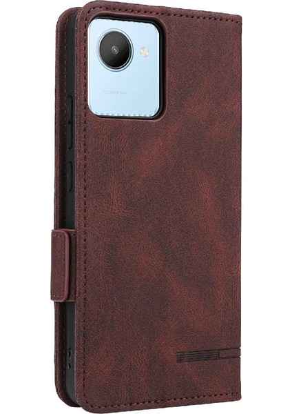 Oppo Realme C30 Kart Ekleme Deri Için Kılıf Folio Flip Case Tam (Yurt Dışından)