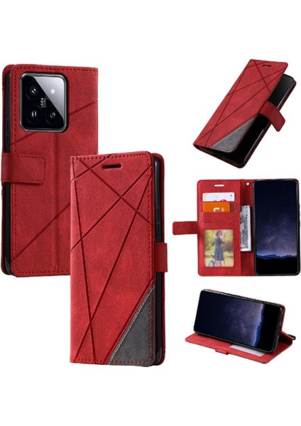 Xiaomi 14 Pu Deri Manyetik Kart Tutucu Için Kickstand Cüzdan Flip (Yurt Dışından)