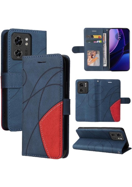 Motorola Kenar 40 5g Kickstand Koruyucu Pu Deri Flip Folio Için Kılıf (Yurt Dışından)