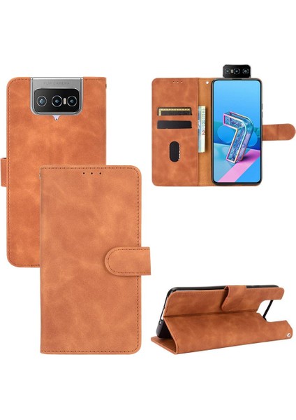 Kart Tutucu Kickstand Deri ile Asus Zenfone 7 Pro ZS671KS Için Kılıf (Yurt Dışından)