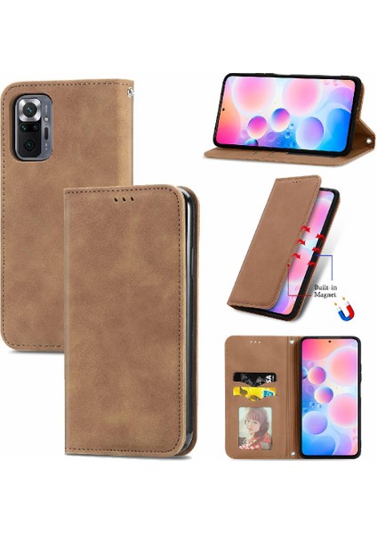 Redmi Not 10 Pro Cüzdan Için Kılıf Basit Iş Kapak Çevirin Darbeye (Yurt Dışından)