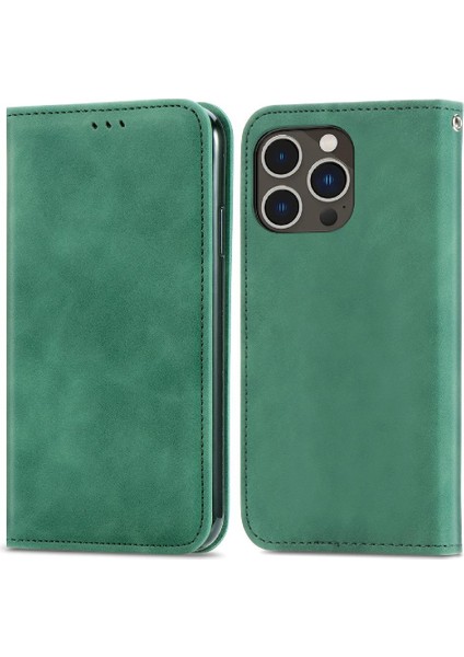 Iphone 14 Promax Darbeye Deri Kılıf Kapak Kapak Basit (Yurt Dışından)