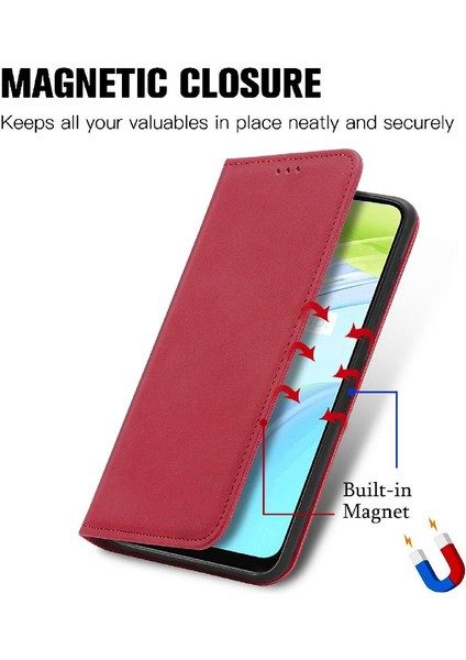 Realme C30 Fermuar Kordon Basit Iş Cüzdan Deri Kılıf (Yurt Dışından)