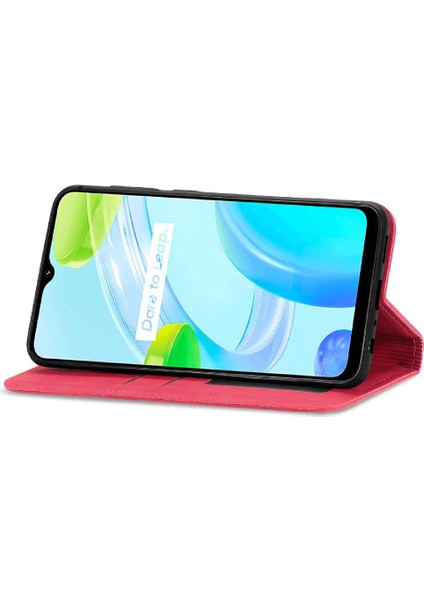 Realme C30 Fermuar Kordon Basit Iş Cüzdan Deri Kılıf (Yurt Dışından)
