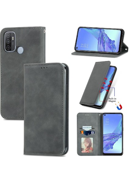 Oppo A53 Için Basit Iş Kordon Cüzdan Kılıf Fermuar (Yurt Dışından)