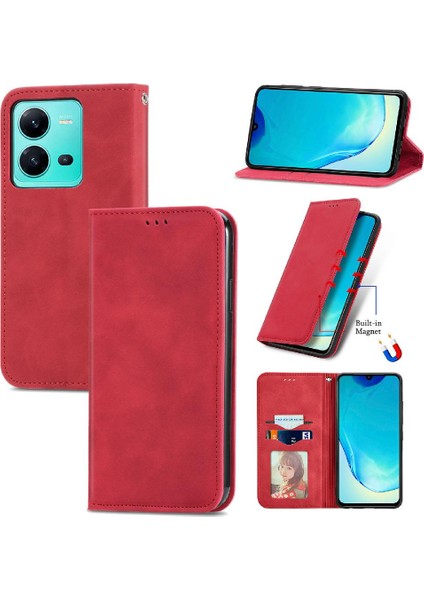Vivo V25 Için Kılıf Deri Kılıf Cüzdan Basit Iş Fermuar Kordon (Yurt Dışından)