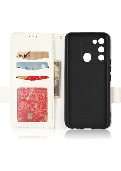 Tecno Spark 8c Yan Toka Pu Deri Cüzdan Manyetik Kart Yuvaları Için Kılıf (Yurt Dışından) modelleri
