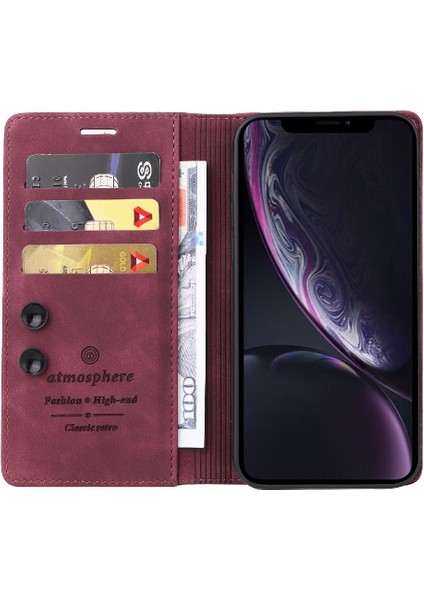 Iphone Xr Deri Kılıf Darbeye Kapak Kapak Cüzdan Basit (Yurt Dışından)