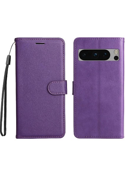 Google Piksel 8 Pro Klasik Düz Renk Yüksek Kaliteli Deri Için Flip Case (Yurt Dışından)