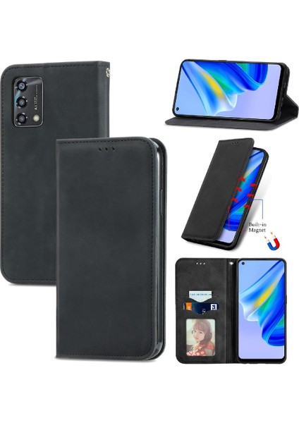 Oppo A95 4g/5g Basit Iş Kordon Fermuar Deri Kılıf (Yurt Dışından)