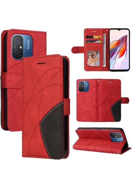 Xiaomi Redmi 11A 4g Için Kart Yuvası Standı Pu ile Iki Renkli Dikiş (Yurt Dışından)