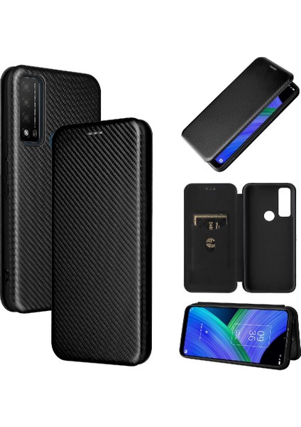 Tcl 20R 5G/20AX Tam Koruma Manyetik Karbon Fiber Kart Flip Için Kılıf (Yurt Dışından)