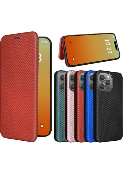 Kart Tutucu Kickstand Manyetik Karbon Fiber ile iPhone 15 Plus Için Kılıf (Yurt Dışından)