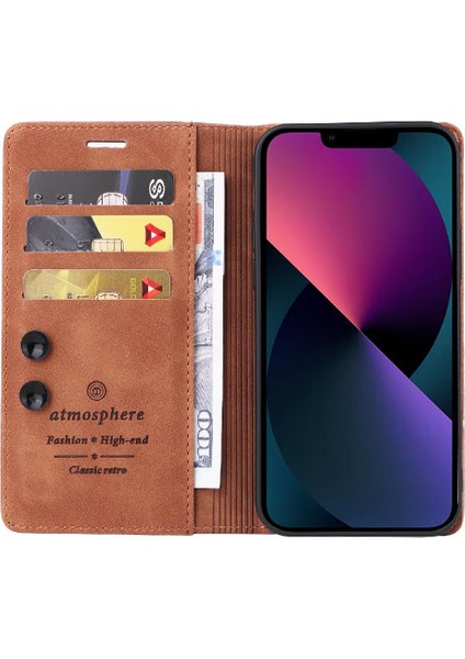 Iphone 15 Için Kılıf Basit Iş Kapak Çevirin Cüzdan Deri Kılıf (Yurt Dışından)