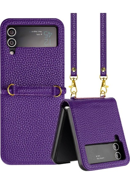 Telefon Kılıfı Için Samsung Galaxy Z Flip 4 Pu Deri Cüzdan Flip Folio Kart (Yurt Dışından)