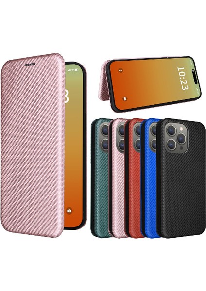 Kart Tutucu Kickstand Manyetik Karbon Fiber ile iPhone 15 Plus Için Kılıf (Yurt Dışından)