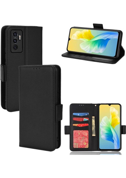 Vivo V23E 5g Kart Yuvaları Için Kılıf Tutucu Manyetik Pu Deri Yan Toka (Yurt Dışından)
