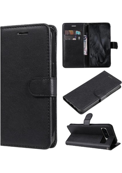 Google Piksel 8 Pro Klasik Düz Renk Yüksek Kaliteli Deri Için Flip Case (Yurt Dışından)