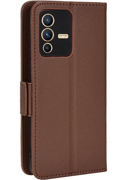 Vivo V23 5g Için Kılıf Manyetik Pu Deri Cüzdan Kart Yuvaları Tutucu Yan (Yurt Dışından)