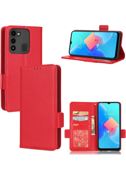 Tecno Spark 8c Yan Toka Pu Deri Cüzdan Manyetik Kart Yuvaları Için Kılıf (Yurt Dışından)