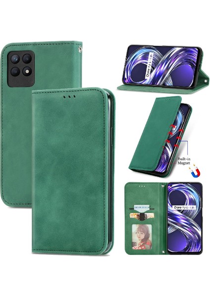 Realme 8i Basit Iş Cüzdan Kordon Fermuar Deri Kılıf (Yurt Dışından)