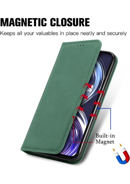 Realme 8i Basit Iş Cüzdan Kordon Fermuar Deri Kılıf (Yurt Dışından)