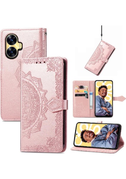 Realme C55 Zarif Desen Kapak Kapak Kılıf Için Kılıf Basit (Yurt Dışından)
