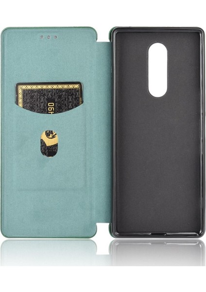 Kart Tutucu Kickstand ile Sony Xperia 1 Manyetik Karbon Fiber Için Kılıf (Yurt Dışından) modelleri