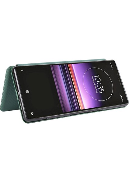 Kart Tutucu Kickstand ile Sony Xperia 1 Manyetik Karbon Fiber Için Kılıf (Yurt Dışından) fırsatları