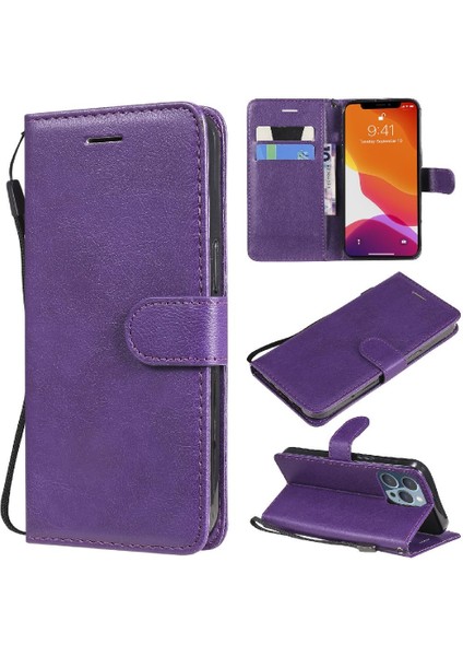 Iphone 13 Pro Için Flip Case Yüksek Kalite Deri Klasik Düz Renk Telefon (Yurt Dışından)