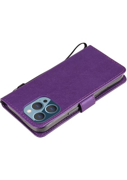 Iphone 13 Pro Için Flip Case Yüksek Kalite Deri Klasik Düz Renk Telefon (Yurt Dışından)