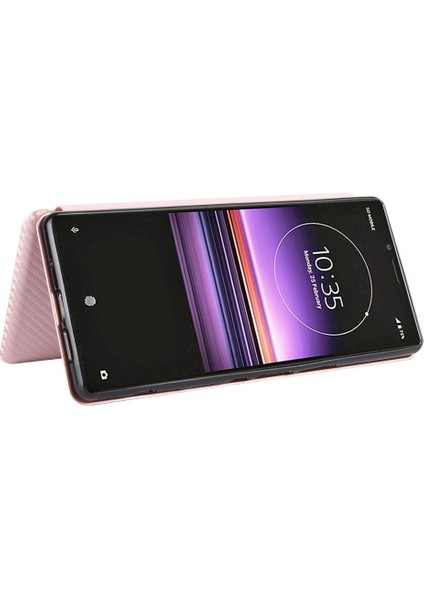 Kart Tutucu Kickstand ile Sony Xperia 1 Manyetik Karbon Fiber Için Kılıf (Yurt Dışından) modelleri